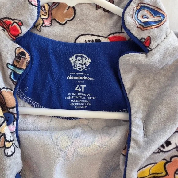 Paw Patrol Pajamas Boys Girls 4T Gray Long Sleeve Flame Resistant Sleepwear - Picture 2 of 4